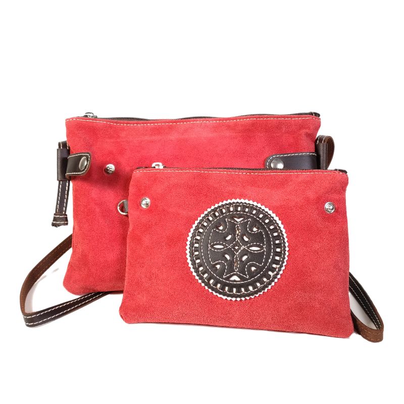 Bolso bandolera piel 2 en 1 rojo "Colección Ubrique"