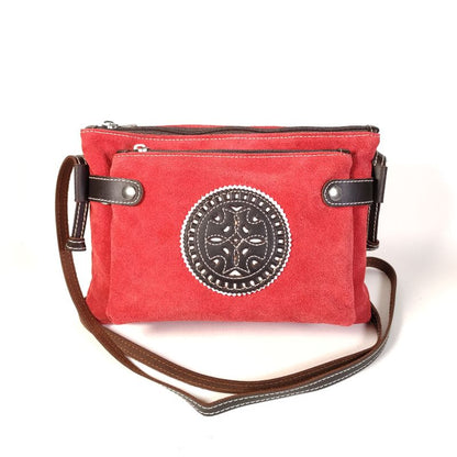 Bolso bandolera piel 2 en 1 rojo "Colección Ubrique"