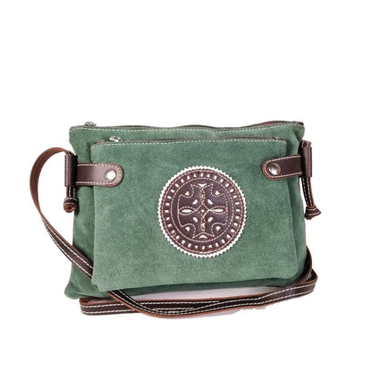 Bolso bandolera piel 2 en 1 verde "Colección Ubrique"