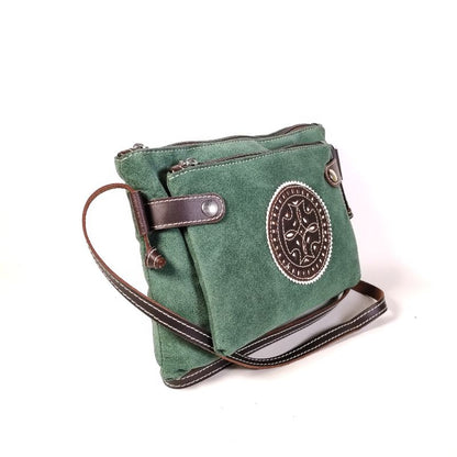 Bolso bandolera piel 2 en 1 verde "Colección Ubrique"