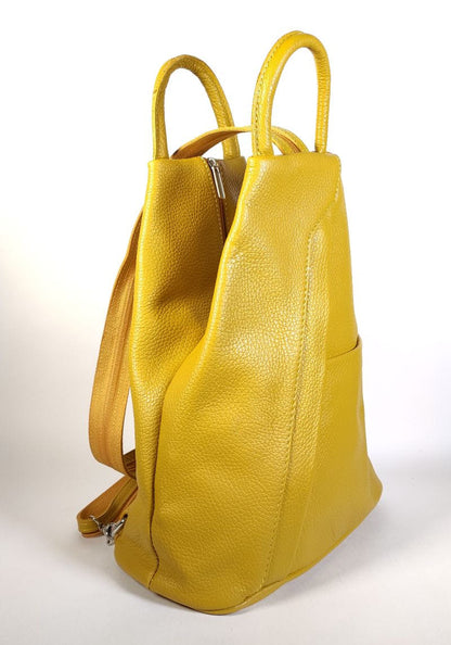 Mochila Piel Lisa Mostaza