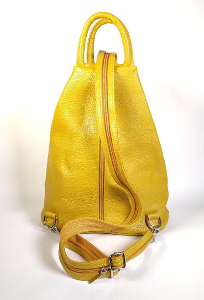 Mochila Piel Lisa Mostaza