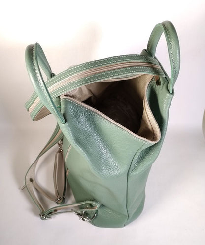 Mochila Piel Lisa Mint