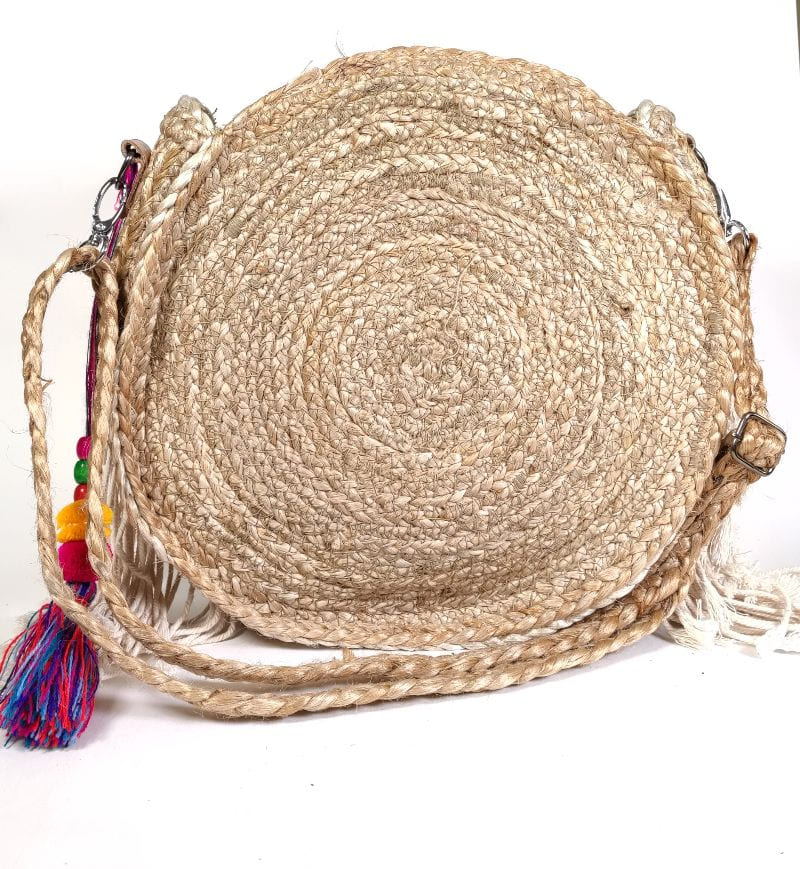 Bolso yute flores bordadas