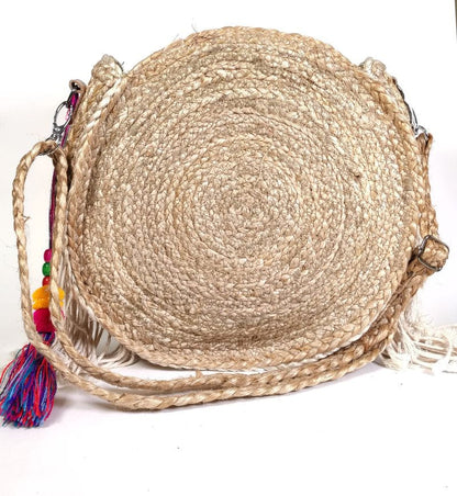 Bolso yute flores bordadas