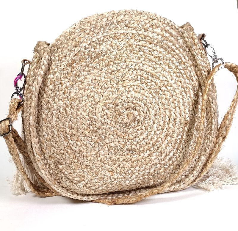 Bolso yute flores bordadas