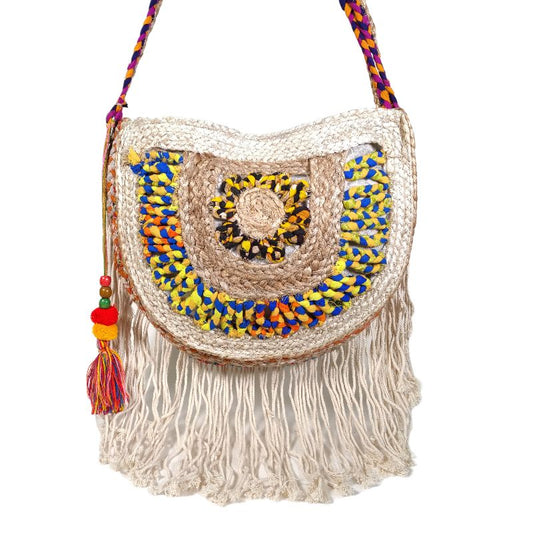 bolso yute ovalado multicolor