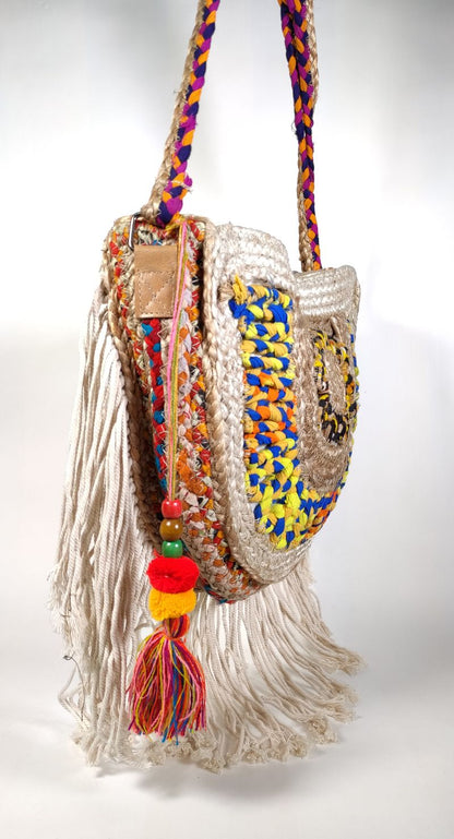 Bolso yute ovalado multicolor