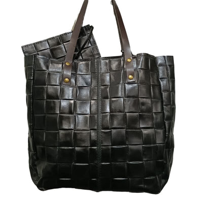 shopper de hombro en piel de color negro