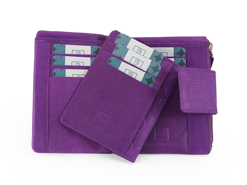 Monedero piel mujer "ACQ PIEL" colección Diamond Morado