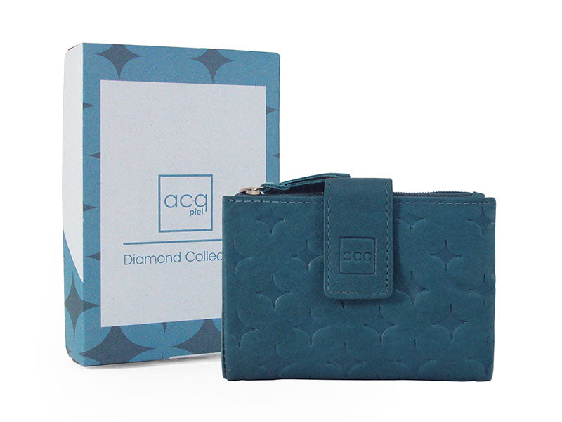 Monedero piel mujer colección Diamond Turquesa