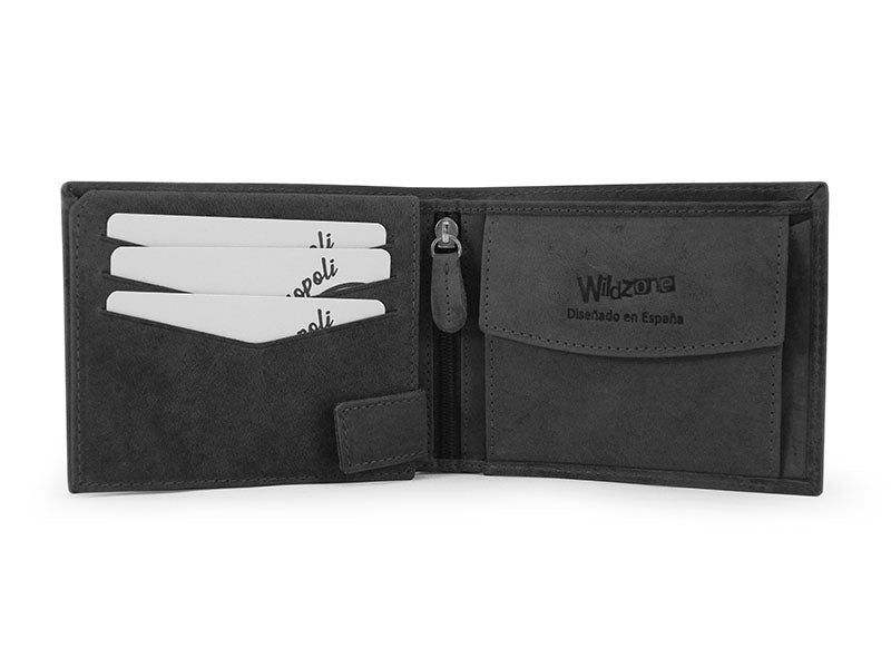 Billetero piel engrasada Wildzone “Colección Metropoli” Negro