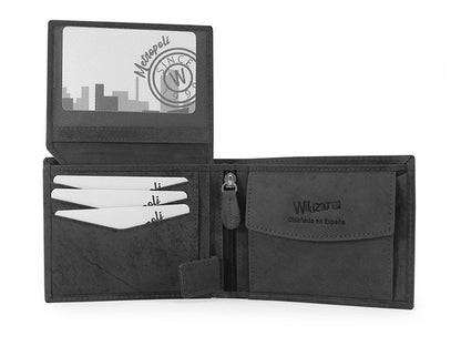 Billetero piel engrasada Wildzone “Colección Metropoli” Negro