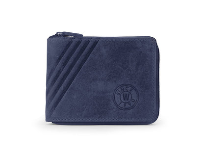 Billetero piel engrasada con cremallera Wildzone “Colección Metropoli” Azul