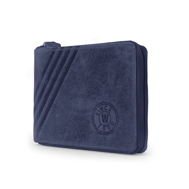 Billetero piel engrasada con cremallera Wildzone “Colección Metropoli” Azul