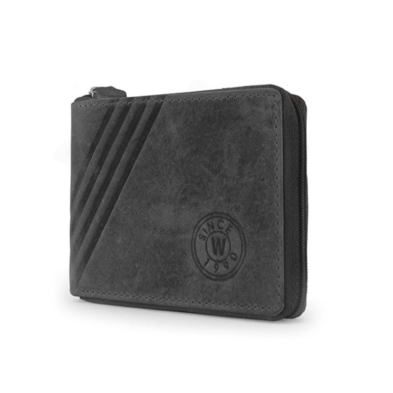 Billetero piel engrasada con cremallera Wildzone “Colección Metropoli” Negro