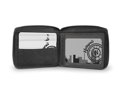 Billetero piel engrasada con cremallera Wildzone “Colección Metropoli” Negro