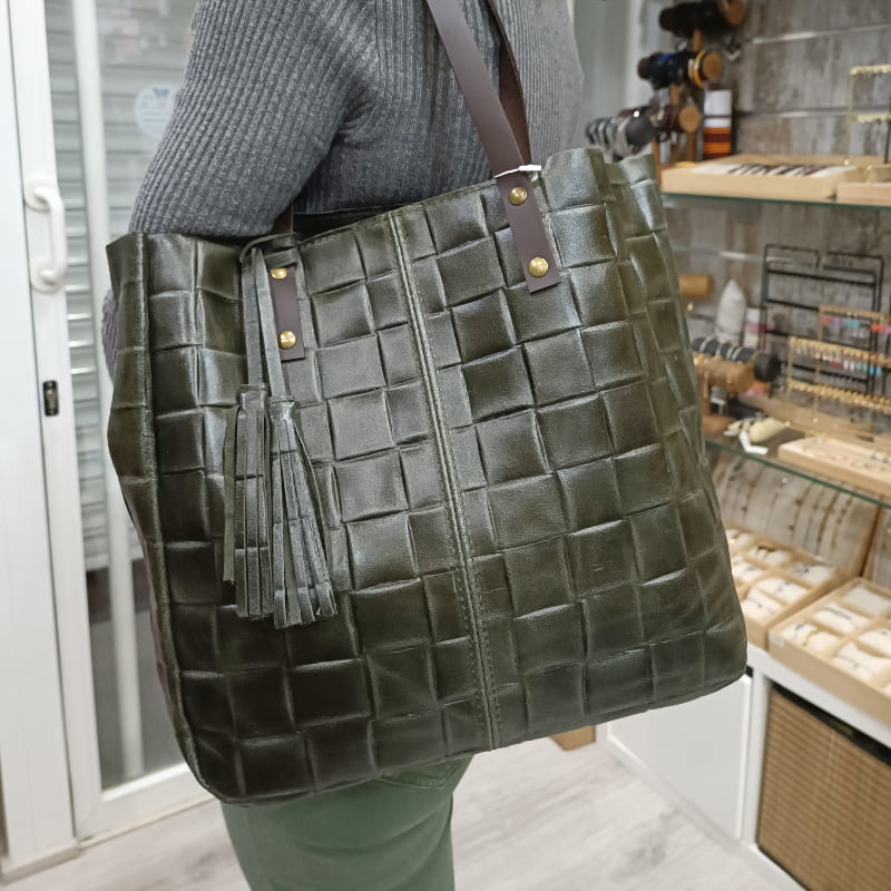 Shopper piel kaki