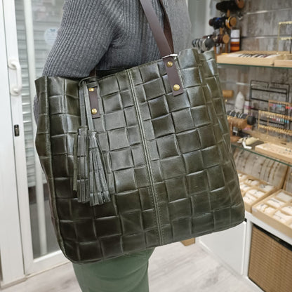 Shopper piel kaki