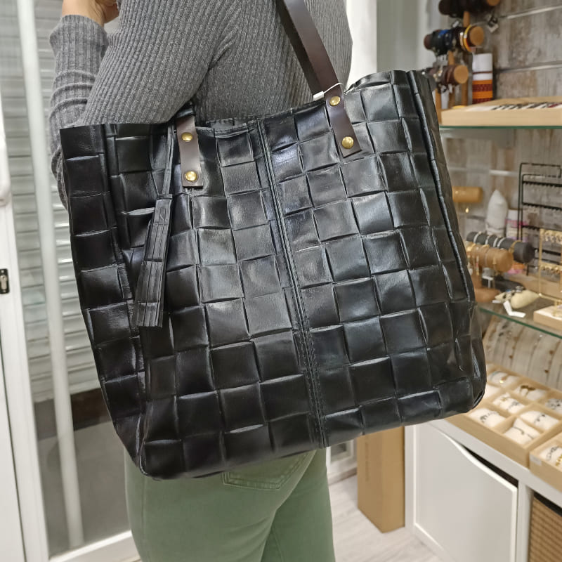 Shopper piel negro